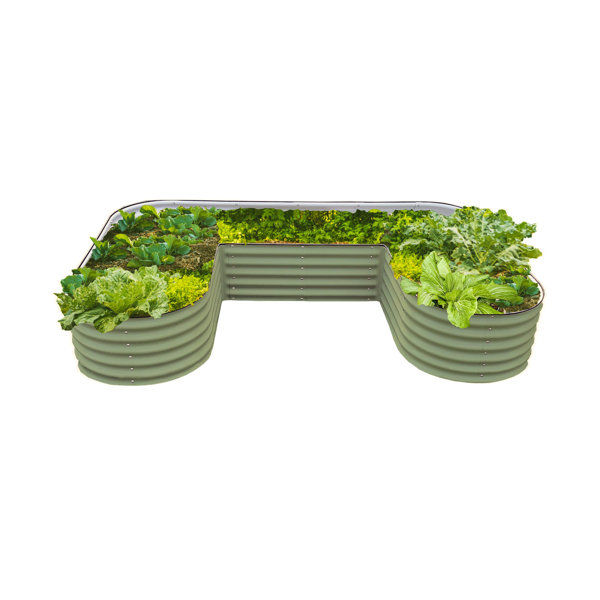 17" Tall U-Shaped Metal Outdoor Raised Garden Bed